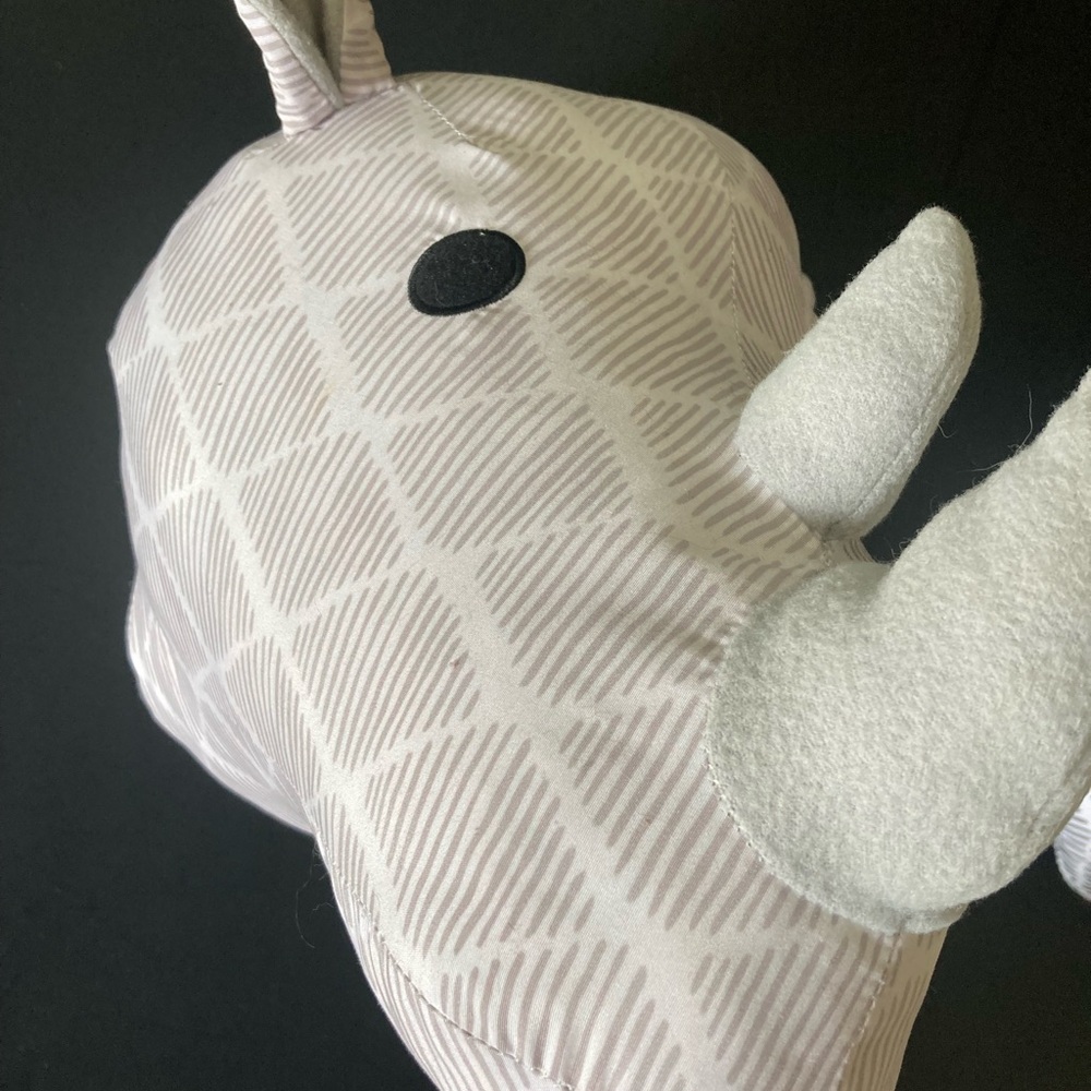 Gray Rhino Plush Head wall hanging
